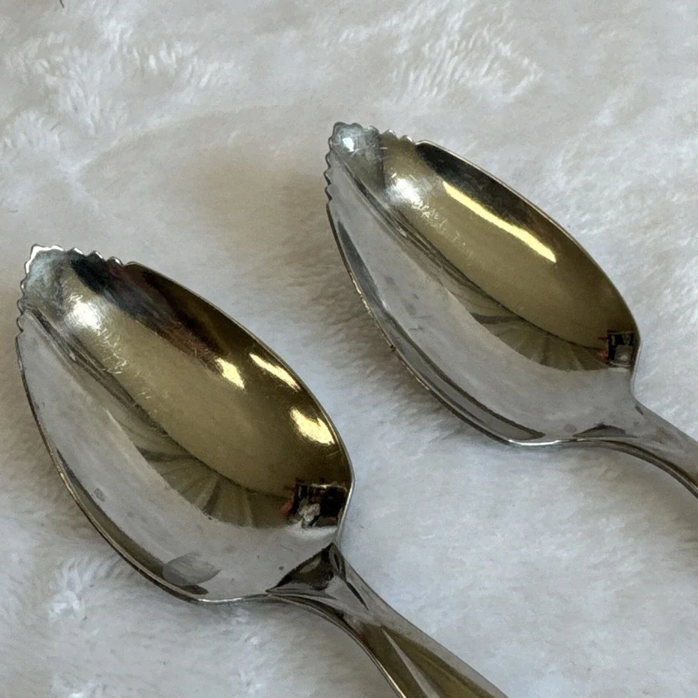 Wm Rogers Mfg‎ Co Stainless USA Grapefruit Spoons Serrated Edge Set of 2 6in